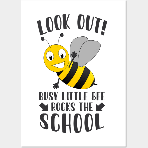 Look out! Busy little bee rocks the school Wall Art by Die Designwerkstatt